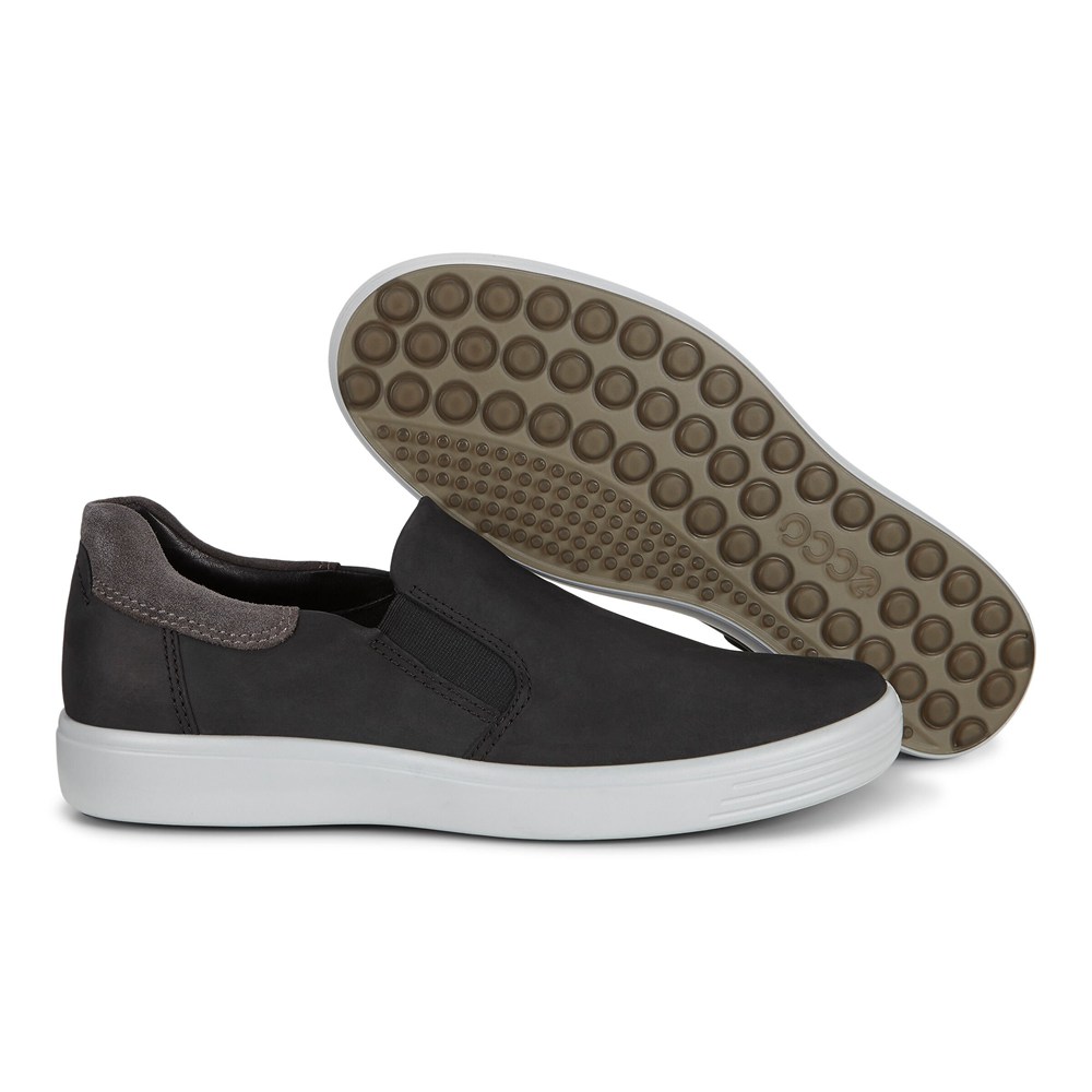 ECCO Mens Slip On Black - Soft 7 Sneakerss - FDN-872354